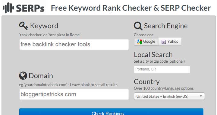 SERPs Keyword Rank Checker