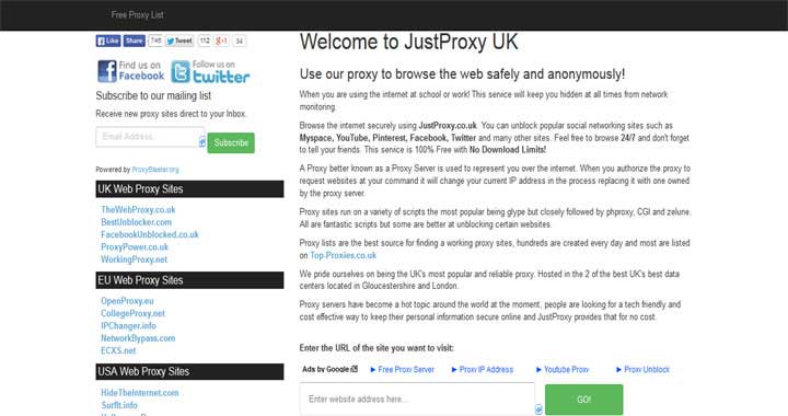 Just anonymous proxy server