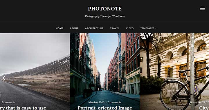 PhotoNote Simple Dark WordPress Theme