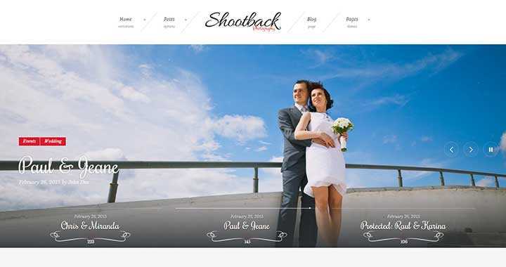 Shootback WordPress Themes for Wedding Photographers