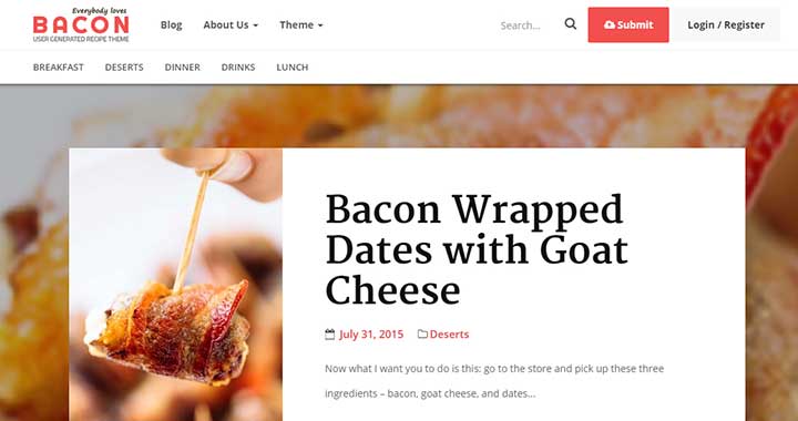 Bacon user driven content sharing wordpress theme