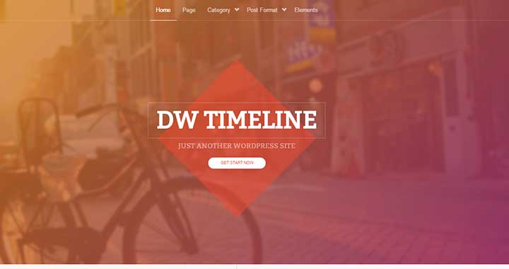 DW Timeline wordpress themes 2 column right sidebar